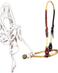 Western Horse Headstall Leather Bridle With Bosal For Trail Riding Durable Brown