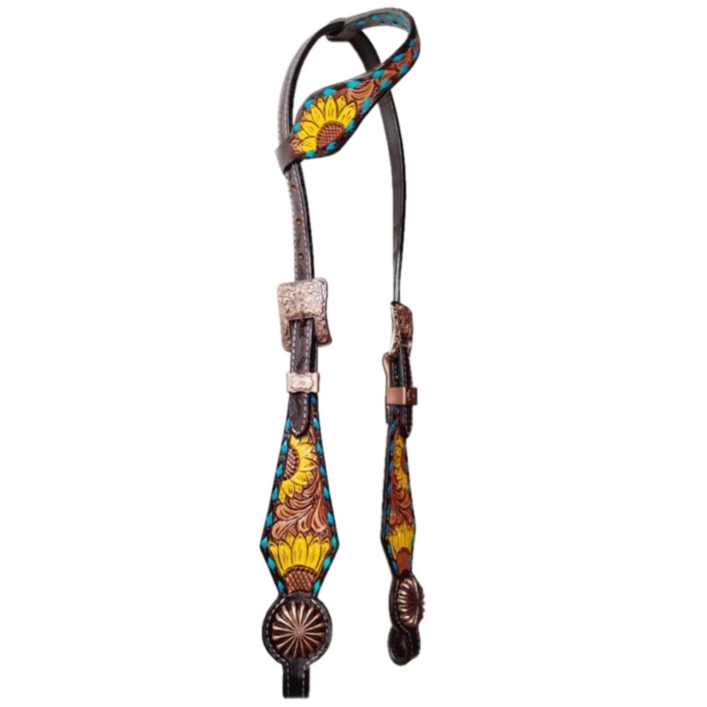 Bar H Equine Genuine Western American Leather Horse Premium Headstall &amp; Breast Collar Set