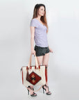 American Darling Tote Saddle Blanket Genuine Leather Women Bag Western Handbag Purse