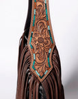 Tooled Leather Hobo Bag With Hair On Hide Western Style