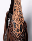 Tooled Leather Hobo Bag With Hair On Hide Western Style