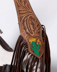 Tooled Leather Hobo Bag With Hair On Hide Western Style
