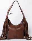 Tooled Leather Hobo Bag With Hair On Hide Western Style