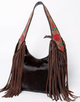 Tooled Leather Hobo Bag With Hair On Hide Western Style