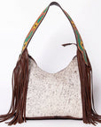 Tooled Leather Hobo Bag With Hair On Hide Western Style