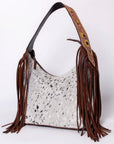 Tooled Leather Hobo Bag With Hair On Hide Western Style