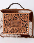 American Darling Jewelry Case Hand Tooled Hair-On Genuine Leather Women Bag Western Handbag Purse
