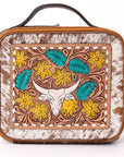 American Darling Jewelry Case Hand Tooled Hair-On Genuine Leather Women Bag Western Handbag Purse