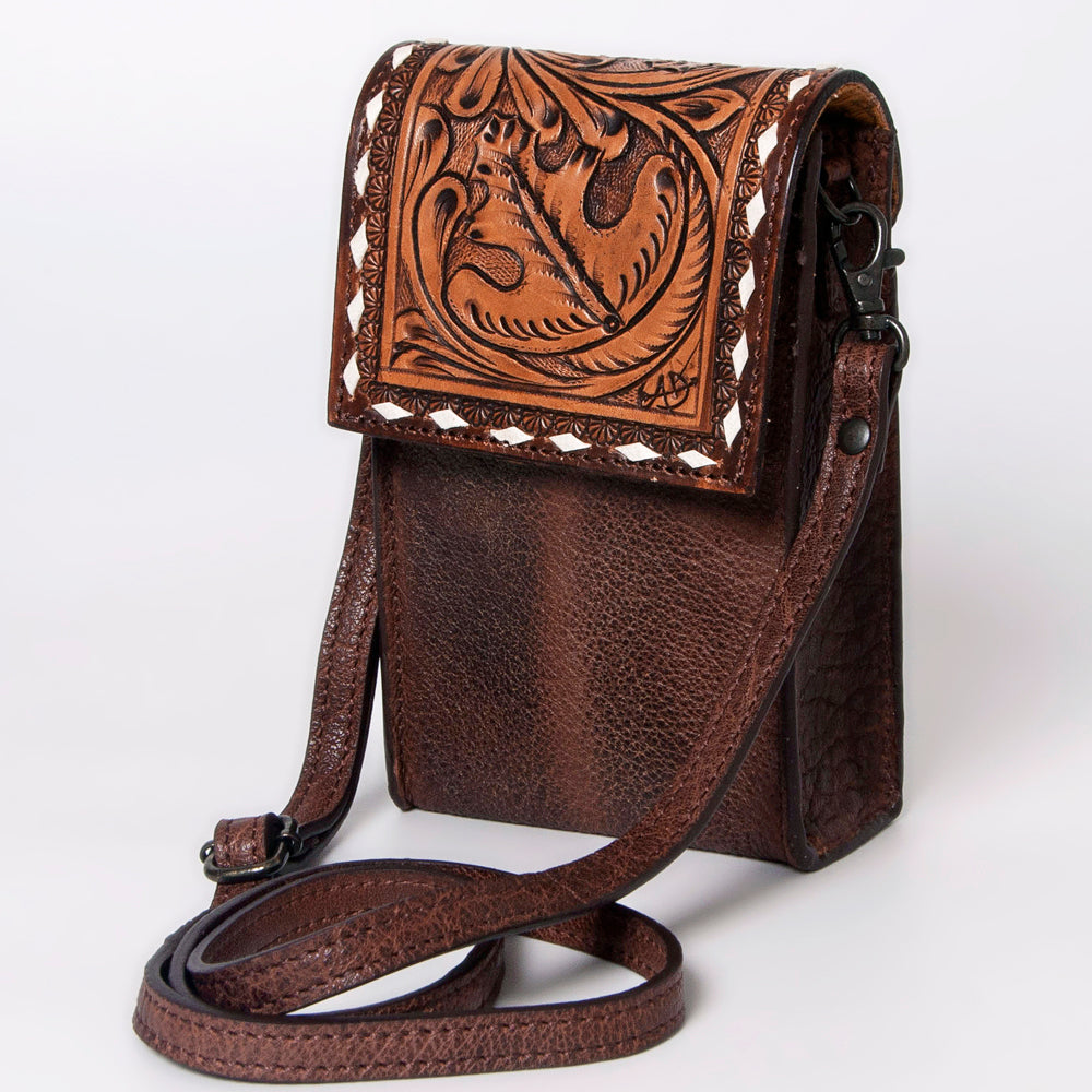 American Darling CELL PHONE HOLDER Hand Tooled Hair-on Genuine Leather women bag western handbag purse