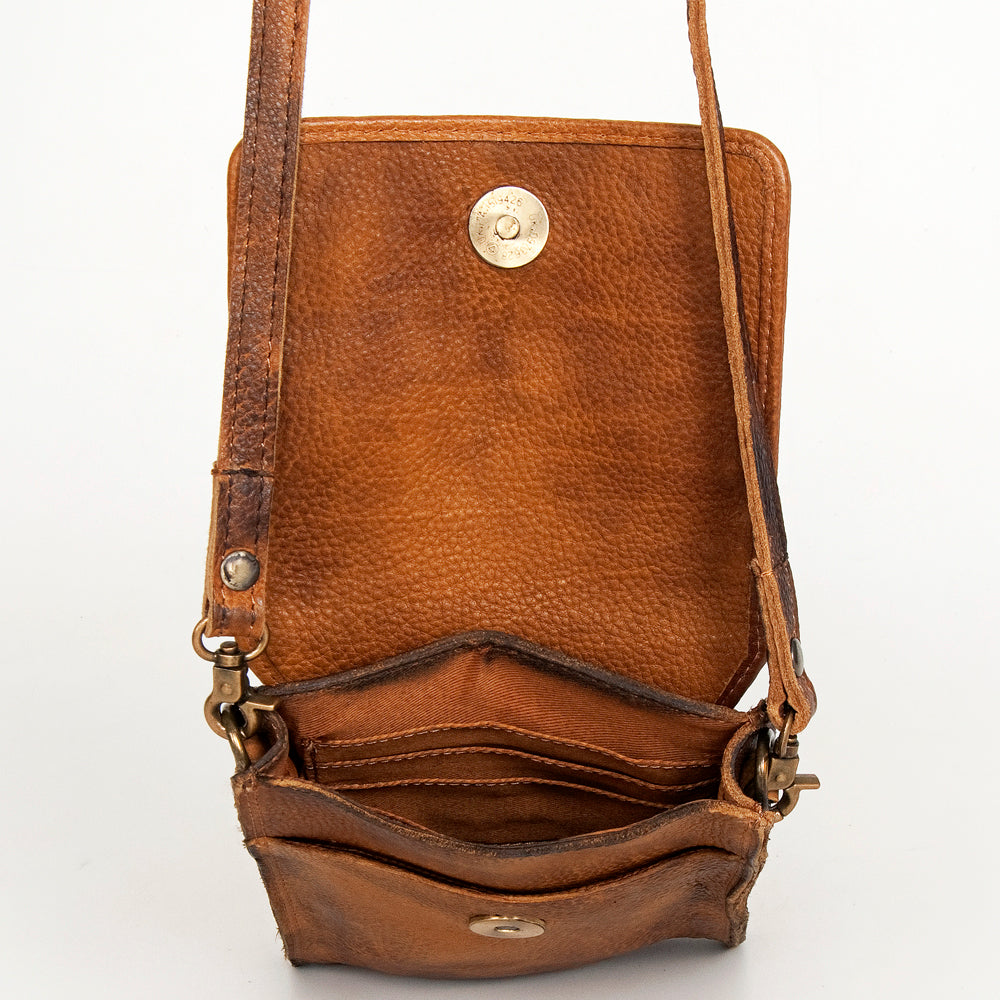 Never Mind Nmbgm134A Cell Phone Holder Vintage Handmade Genuine Cowhide Leather Women Bag Western Handbag Purse