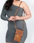 Never Mind Nmbgm134A Cell Phone Holder Vintage Handmade Genuine Cowhide Leather Women Bag Western Handbag Purse