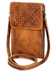 Never Mind Nmbgm134A Cell Phone Holder Vintage Handmade Genuine Cowhide Leather Women Bag Western Handbag Purse
