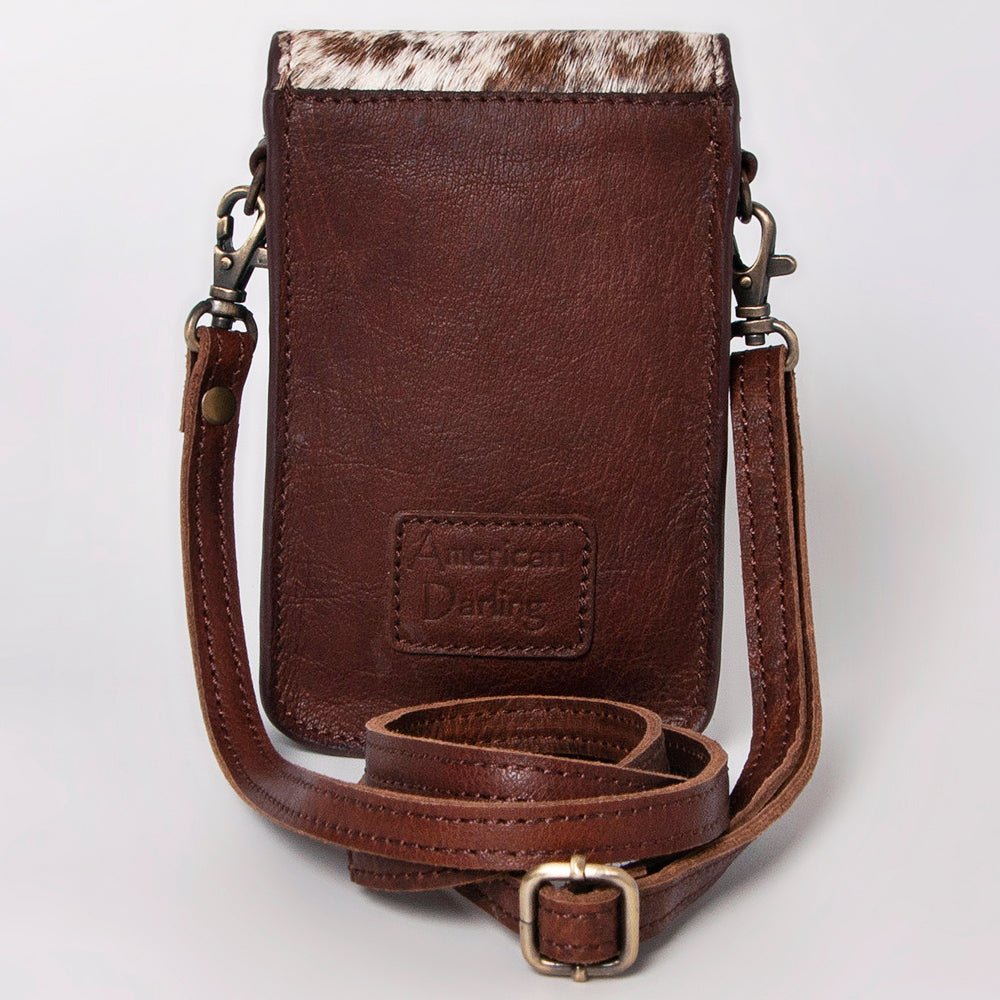 American Darling Cell Phone Holder Hand Tooled Hair-On Genuine Leather Women Bag Western Handbag Purse