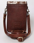 American Darling Cell Phone Holder Hand Tooled Hair-On Genuine Leather Women Bag Western Handbag Purse