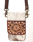 American Darling Hand Tooled Hair On Genuine Leather Women Bag Western Handbag Purse