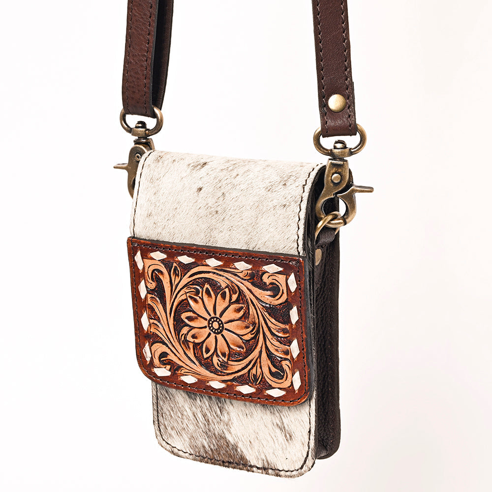 American Darling Hand Tooled Hair On Genuine Leather Women Bag Western Handbag Purse