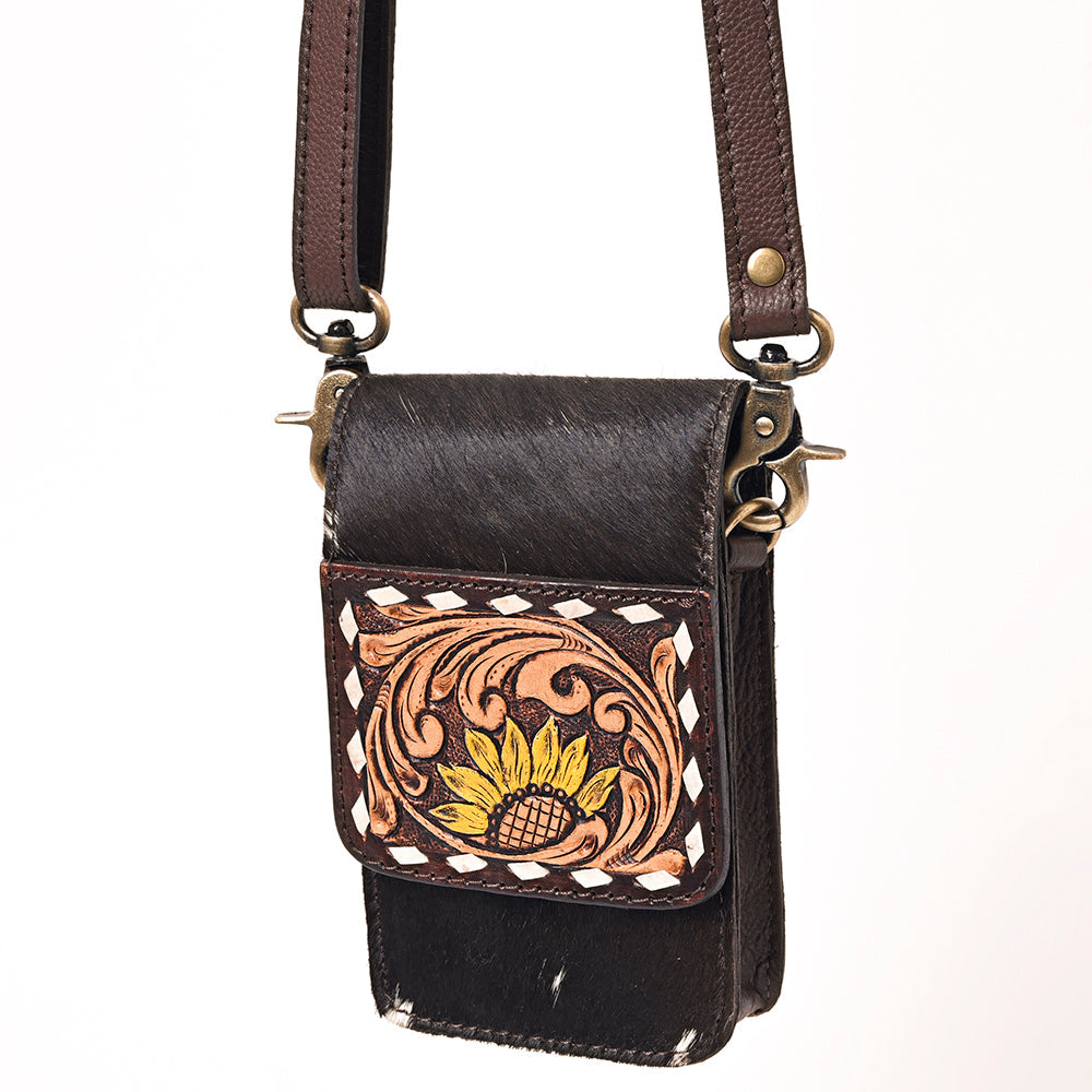 American Darling Hand Tooled Hair On Genuine Leather Women Bag Western Handbag Purse