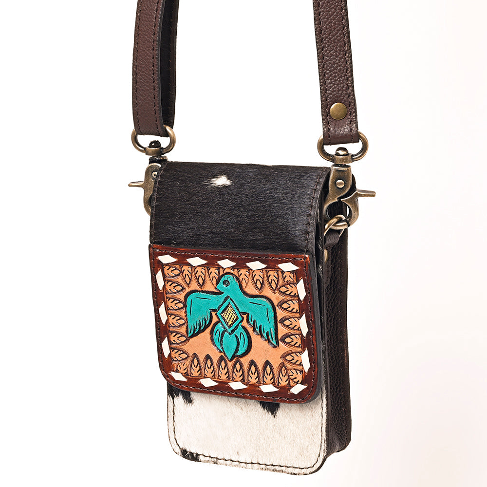 American Darling Hand Tooled Hair On Genuine Leather Women Bag Western Handbag Purse