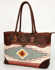 American Darling ADBGZ649B Tote Hand Tooled Saddle Blanket Genuine Leather Women Bag Western Handbag Purse