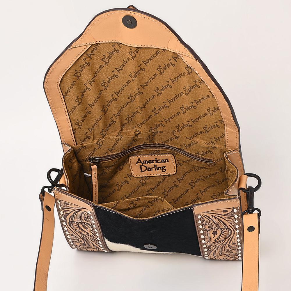 American Darling ADBGZ651 Crossbody Hand Tooled Hair-On Genuine Leather Women Bag Western Handbag Purse