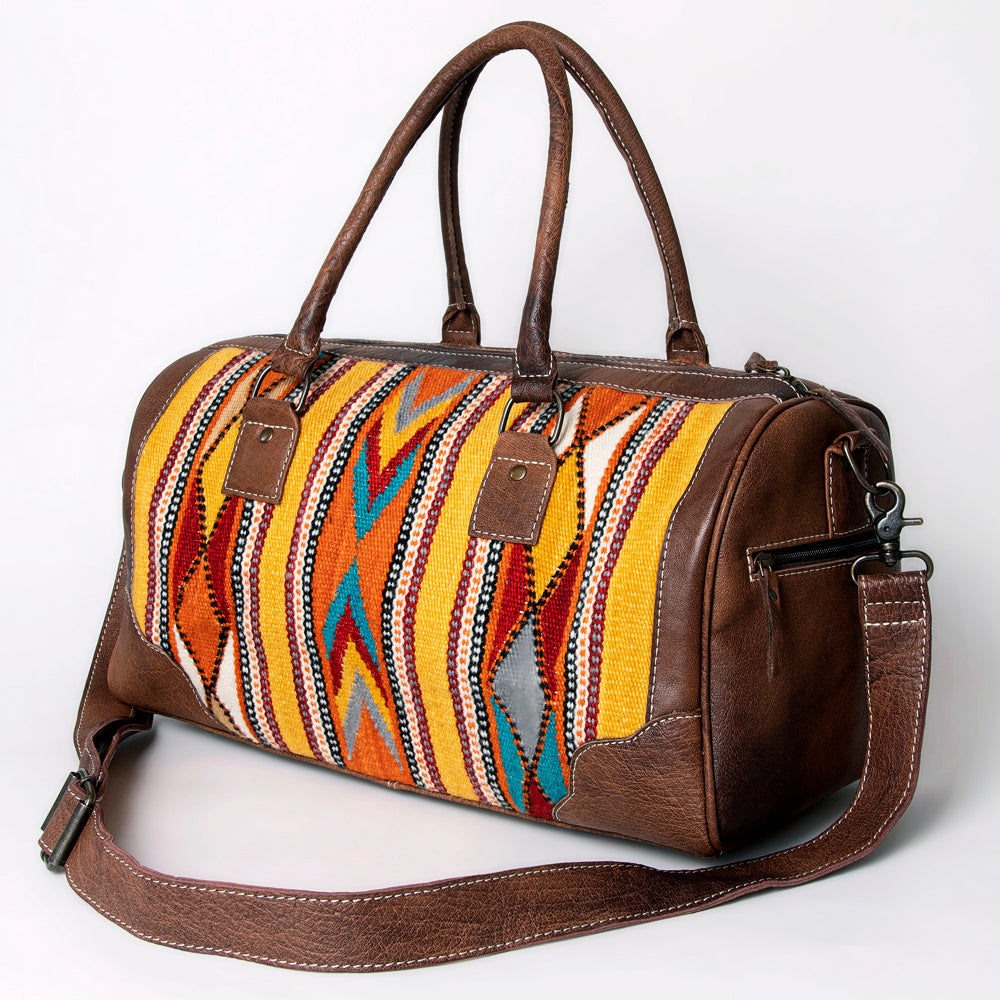 American Darling Western Travel Duffel Bag with Handwoven Saddle Blanket
