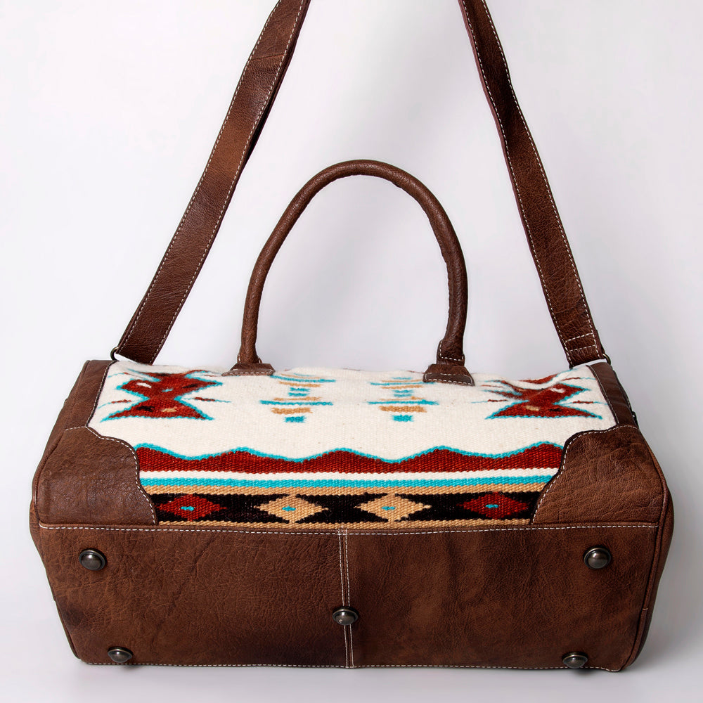American Darling Western Travel Duffel Bag with Handwoven Saddle Blanket