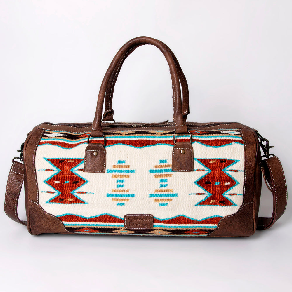 American Darling Western Travel Duffel Bag with Handwoven Saddle Blanket