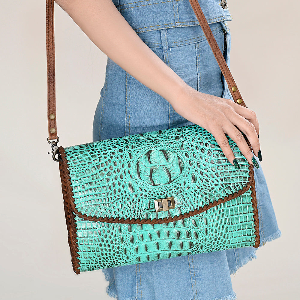 ADBG1023A American Darling Coin Purse Crocodile embossed Genuine Leather women bag western handbag purse