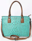 American Darling Briefcase Crocodile embossed Genuine Leather women bag western handbag purse
