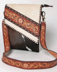 American Darling Messenger Hand Tooled Hair On Genuine Leather Western Women Bag Handbag Purse | Cute