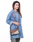 American Darling ADBG1027 Small Crossbody Hand Tooled Genuine Leather Women Bag Western Handbag Purse