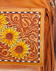 American Darling Hobo Bag Hand Tooled Floral Carved Genuine Leather Western Purse with Buck Stitched Trim & YKK Zipper