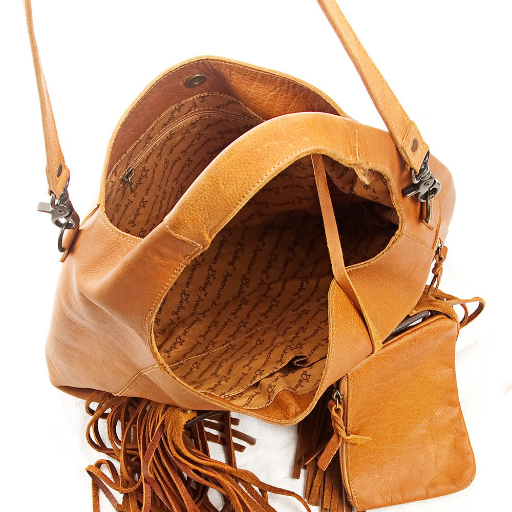 American Darling Hobo Bag Hand Tooled Floral Carved Genuine Leather Western Purse with Buck Stitched Trim &amp; YKK Zipper