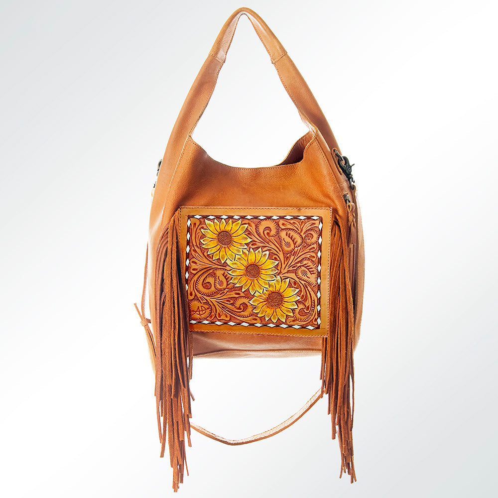 American Darling Hobo Bag Hand Tooled Floral Carved Genuine Leather Western Purse with Buck Stitched Trim &amp; YKK Zipper