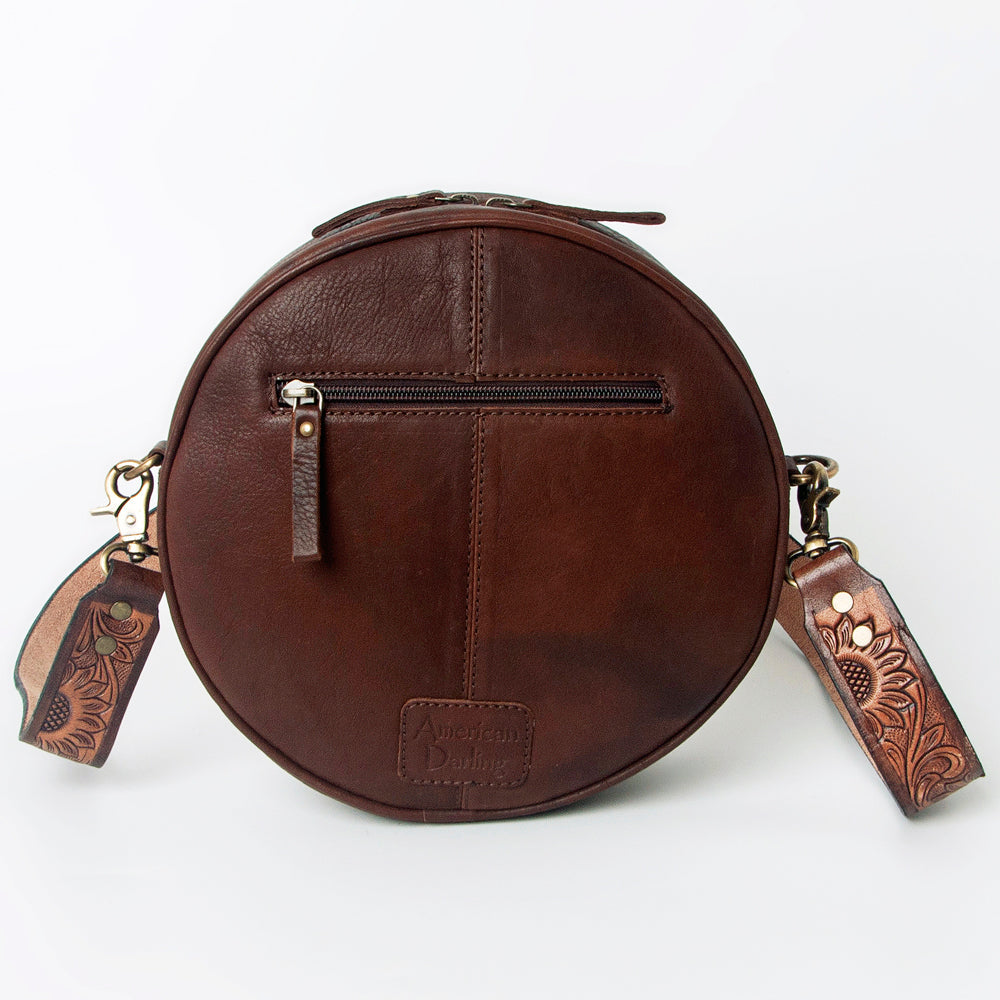 American Darling ADBGA302 Canteen Hand Tooled Genuine Leather Women Bag Western Handbag Purse