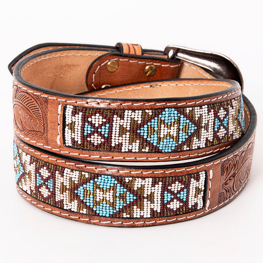 HILASON Western Genuine Leather Belt for Men Women Cowboy Cowgirl Handmade Unisex Full Grain Heavy Duty Tooled Beaded Belt