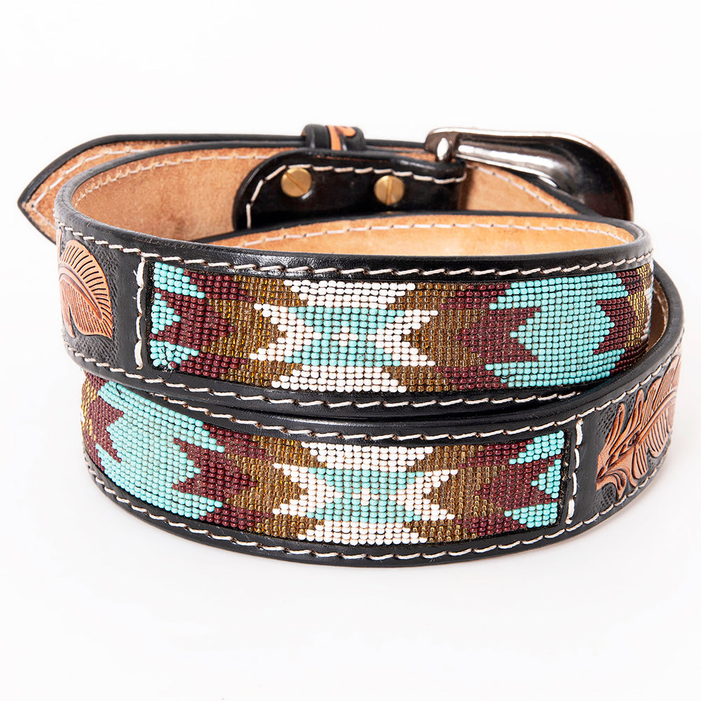 HILASON Western Genuine Leather Belt for Men Women Cowboy Cowgirl Handmade Unisex Full Grain Heavy Duty Tooled Beaded Belt