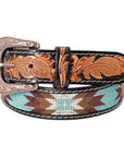 HILASON Hand-Tooled Leather Western Belt Unisex