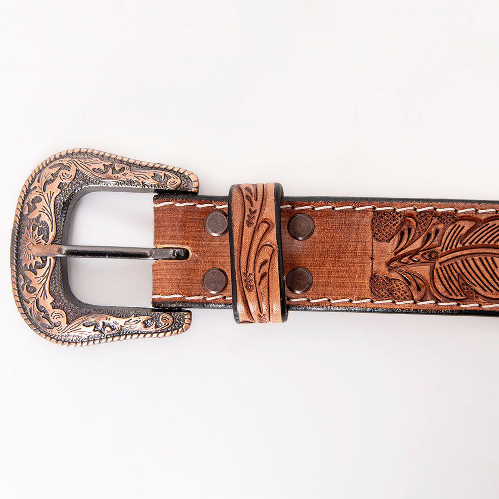 HILASON Hand-Tooled Leather Western Belt Unisex