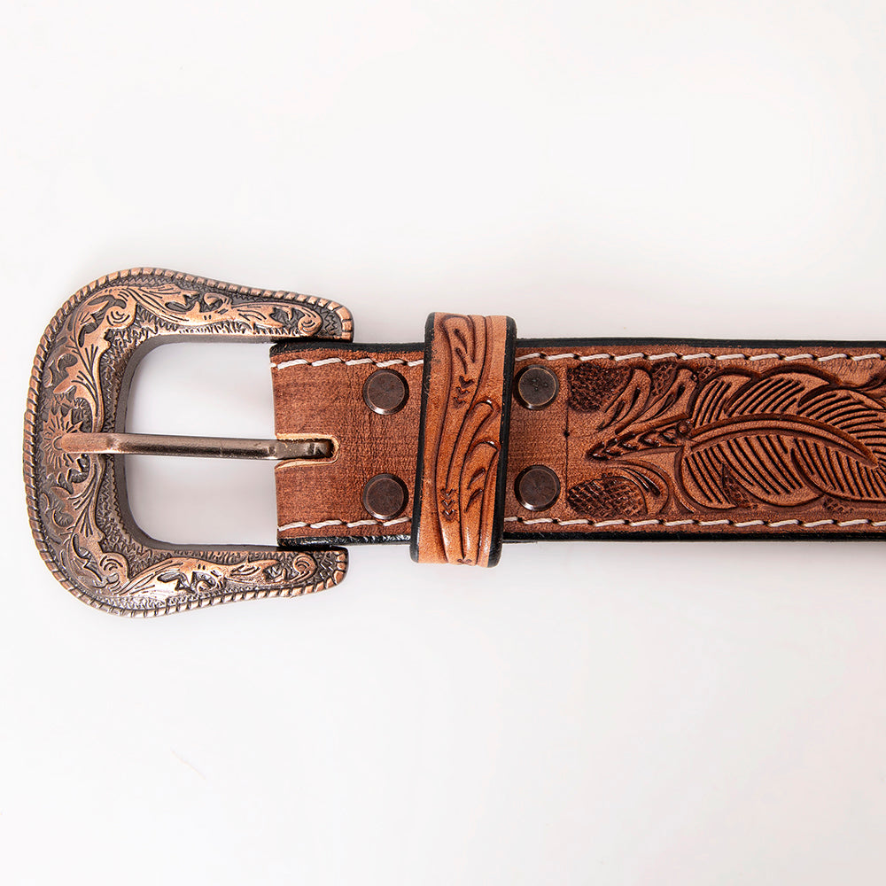 HILASON Western Genuine Leather Belt for Men Women Cowboy Cowgirl Handmade Unisex Full Grain Heavy Duty Tooled Beaded Belt