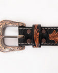 HILASON Western Genuine Leather Belt for Men Women Cowboy Cowgirl Handmade Unisex Full Grain Heavy Duty Tooled Beaded Belt