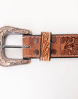 HILASON Western Genuine Leather Belt for Men Women Cowboy Cowgirl Handmade Unisex Full Grain Heavy Duty Tooled Beaded Belt
