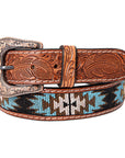 HILASON Western Genuine Leather Belt for Men Women Cowboy Cowgirl Handmade Unisex Full Grain Heavy Duty Tooled Beaded Belt