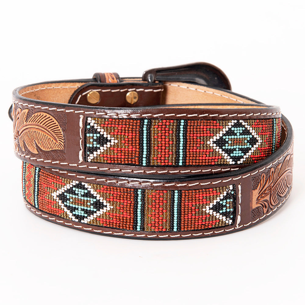 HILASON Western Genuine Leather Belt for Men Women Cowboy Cowgirl Handmade Unisex Full Grain Heavy Duty Tooled Beaded Belt