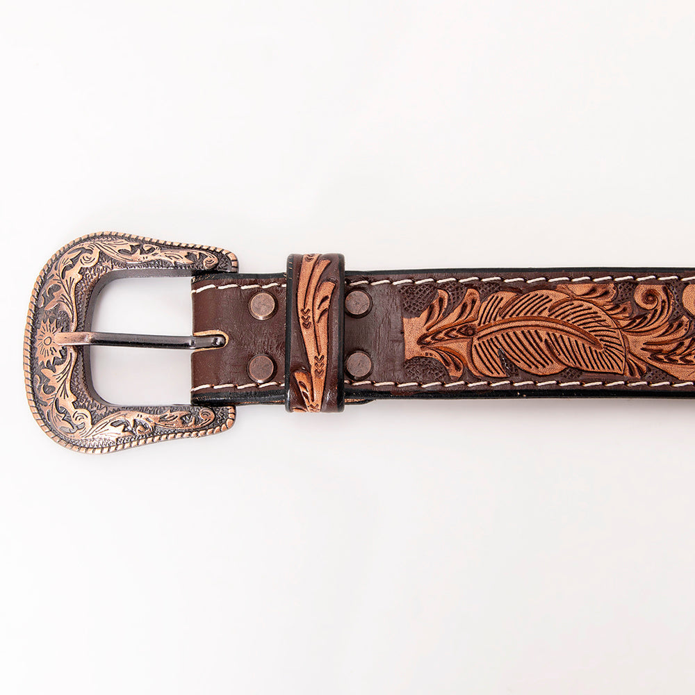 HILASON Western Genuine Leather Belt for Men Women Cowboy Cowgirl Handmade Unisex Full Grain Heavy Duty Tooled Beaded Belt