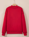 Solid Mock Neck Drop Shoulder Oversize Sweatshirt