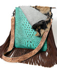 American Darling Messenger Hand Tooled Hair On Genuine Leather Western Women Bag Handbag Purse | Cute