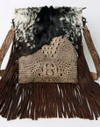 American Darling Messenger Hand Tooled Hair On Genuine Leather Western Women Bag Handbag Purse | Cute