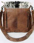 American Darling Messenger Hand Tooled Hair On Genuine Leather Western Women Bag Handbag Purse | Cute