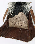 American Darling Messenger Hand Tooled Hair On Genuine Leather Western Women Bag Handbag Purse | Cute